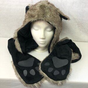 Animal Faux Fur Festival Hood With Hand Pockets Unisex